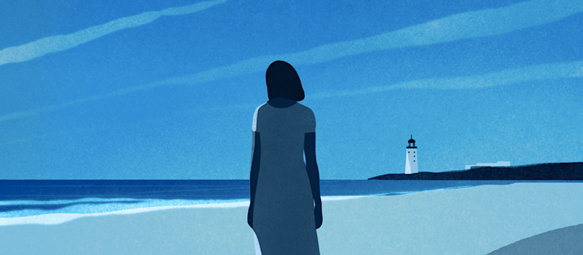 femme dessinée sur la plage