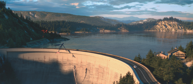 barrage EDF dans le film publicitaire The Race