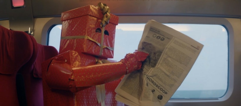 Rosapark Thalys publicite du thalys, homme en cadeau de noel