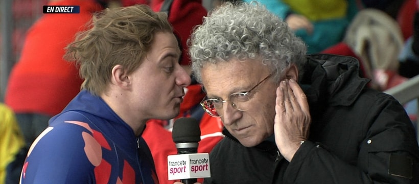 France tele nelson montfort qui tente dinterviewer un sportif en silence