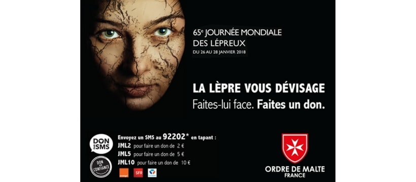 affiche de campagne de don contre la lepre
