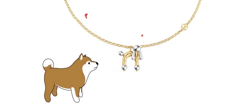 shiba avec un collier louis vuitton