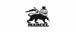 Le logo de l'agence Marcel avec une tête de troll