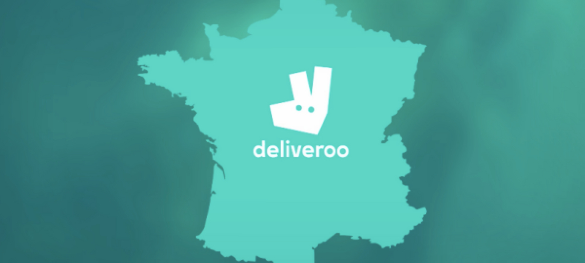 Deliveroo est disponible dans 200 villes françaises Carte de la France avec le logo Deliveroo