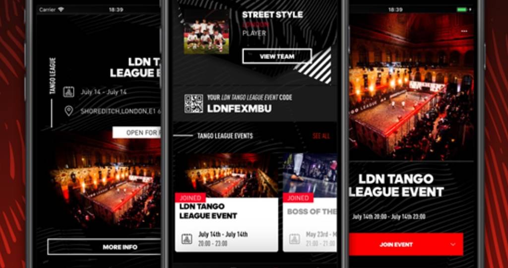 des captures d'écran de la nouvelle application adidas Tango