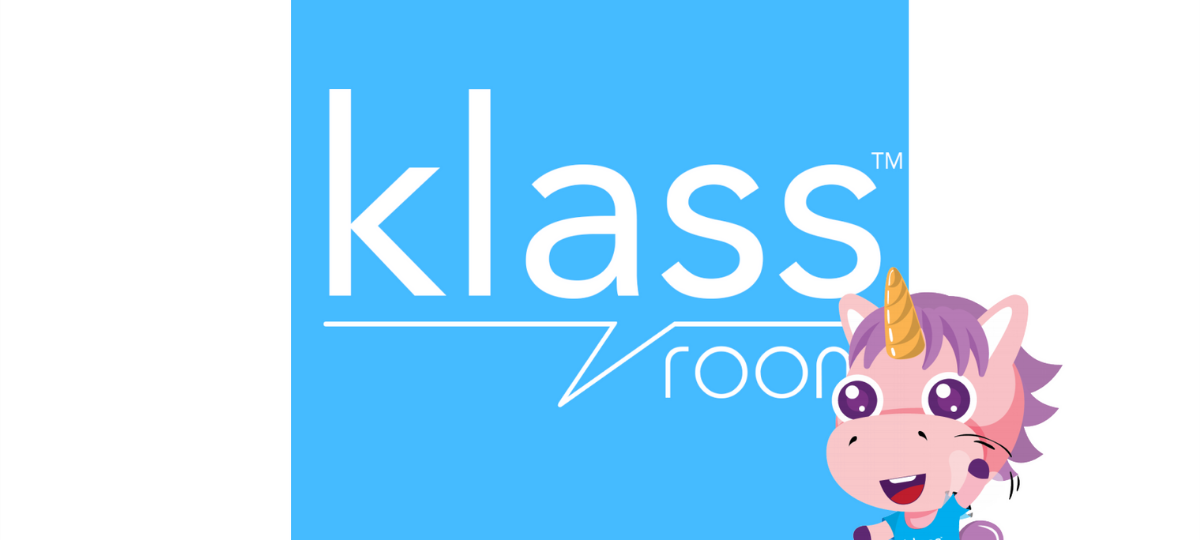 klassroom Une licorne et le logo de Klassroom