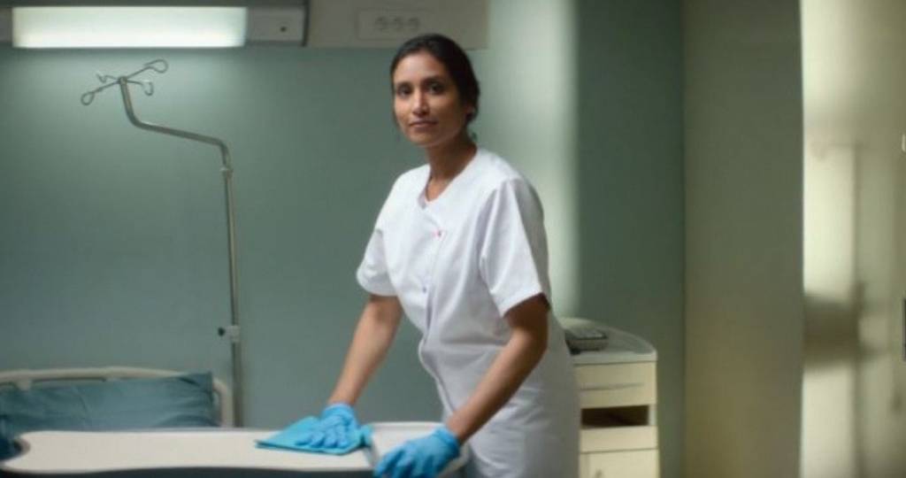 Une femme de ménage dans un hopital