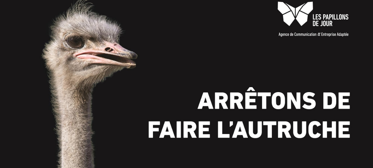 Les Papillons de jour lance un campagne de sensibilisation aux difficulté liés au handicap Autruche affiche