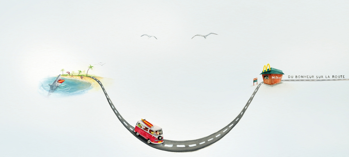 Le drive de McDonald's affiche un grand sourire affiche mcdonald's