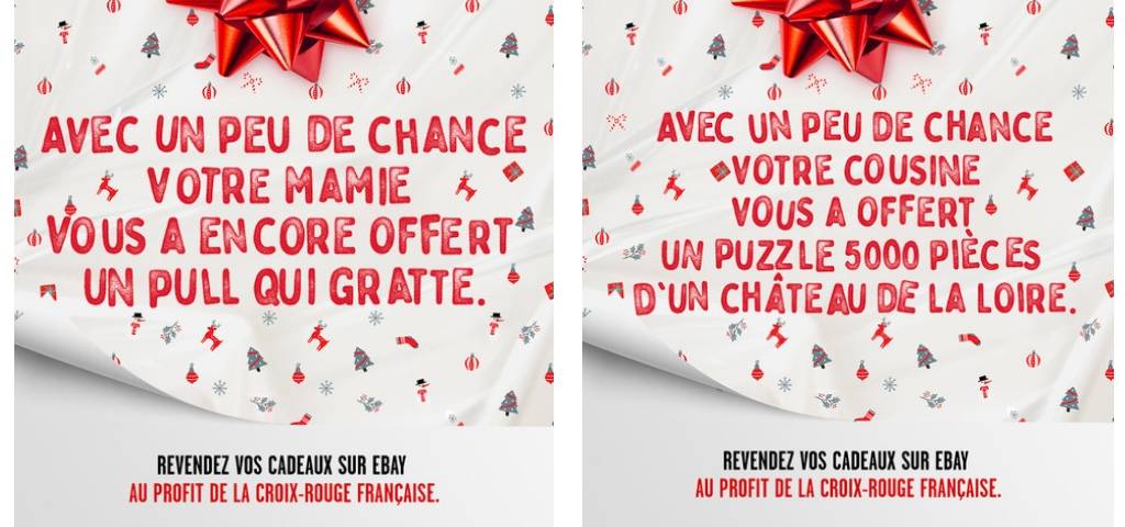 Visuels de la campagne de l'opération Ebay et Croix Rouge