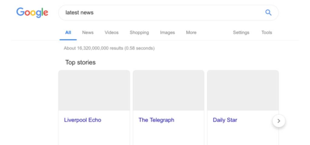 Capture d'écran Google News