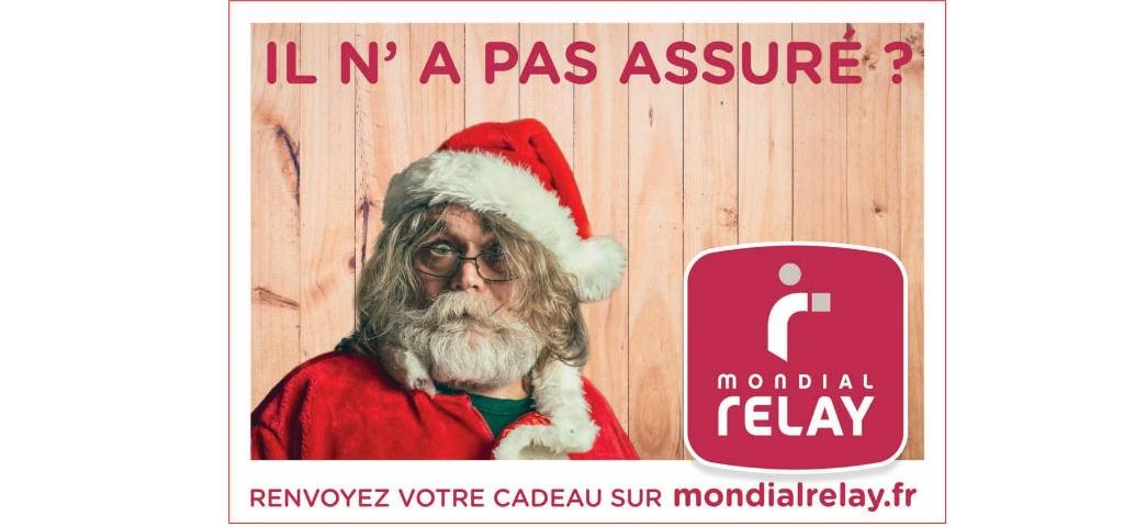 Affiche Mondial Relay avec un père Noël
