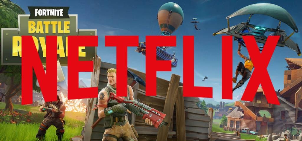 logo de netflix sur une image de fortnite