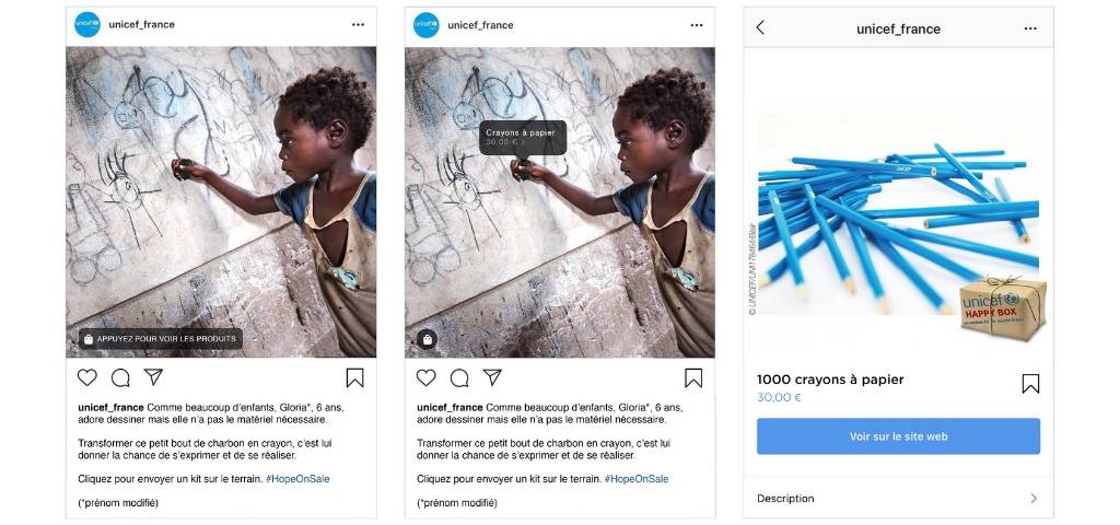 images instagram de l'opération UNICEF