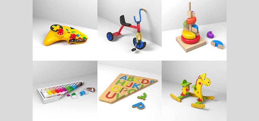 Des jouets coupés en deux