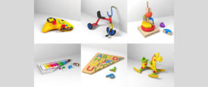 Des jouets coupés en deux