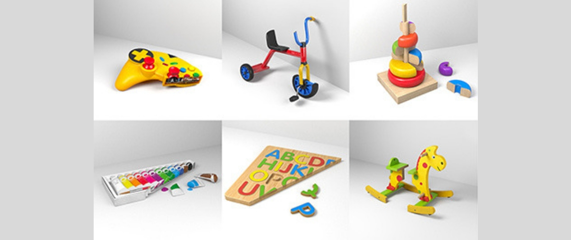 Des jouets coupés en deux