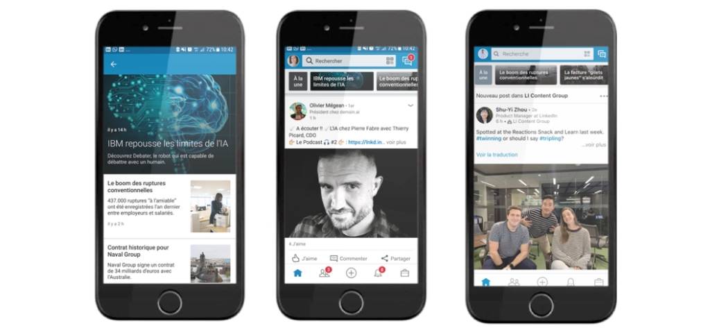 Des smartphones sur LinkedIn