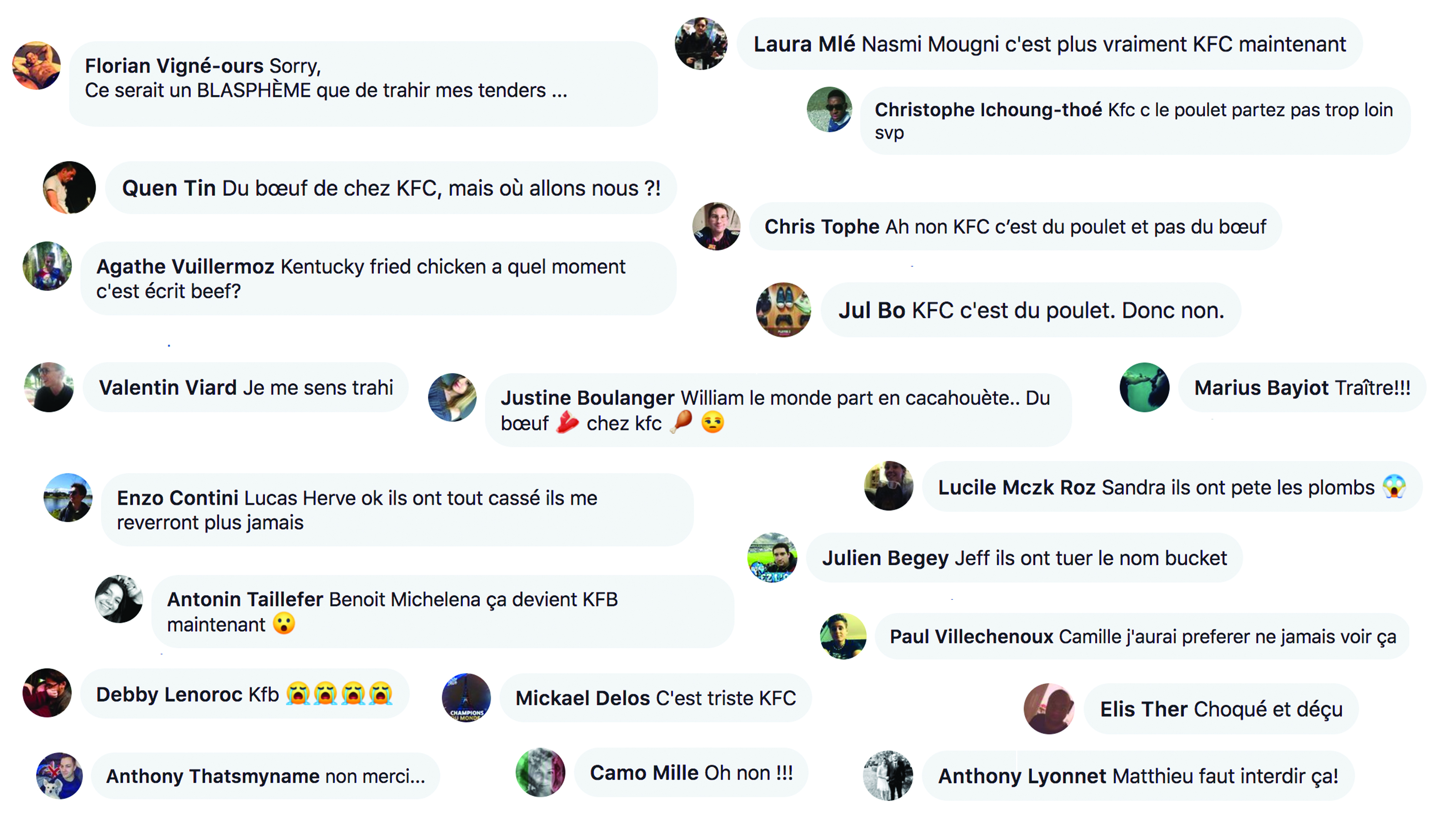 capture d'écrans de commentaires Facebook