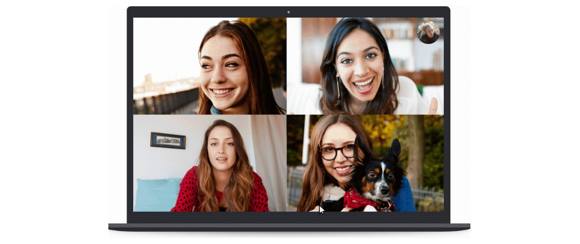 Skype permet de flouter l'arrière-plan des vidéos Ecran d'un ordinateur divisé en quatre