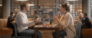 Un homme et une femme au restaurant