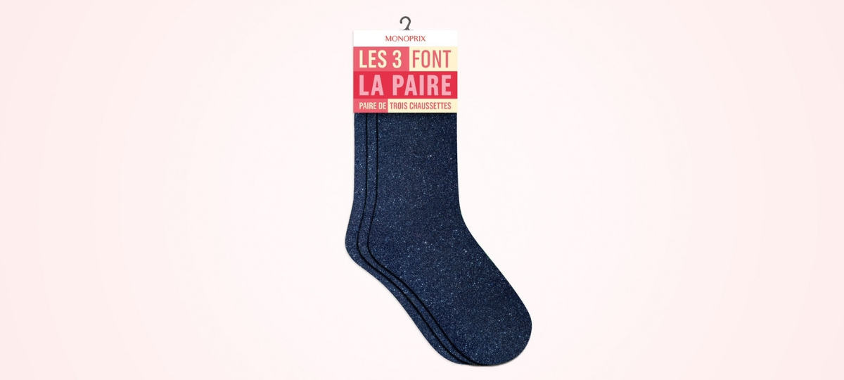 Monoprix résout le problème de la chaussette manquante Pack de 3 chaussettes Monoprix