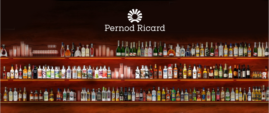 Vanksen remporte le budget Pernod Ricard Des bouteilles d'alcool et le logo Pernod Ricard