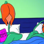 Dessin de deux fleurs dans un lit