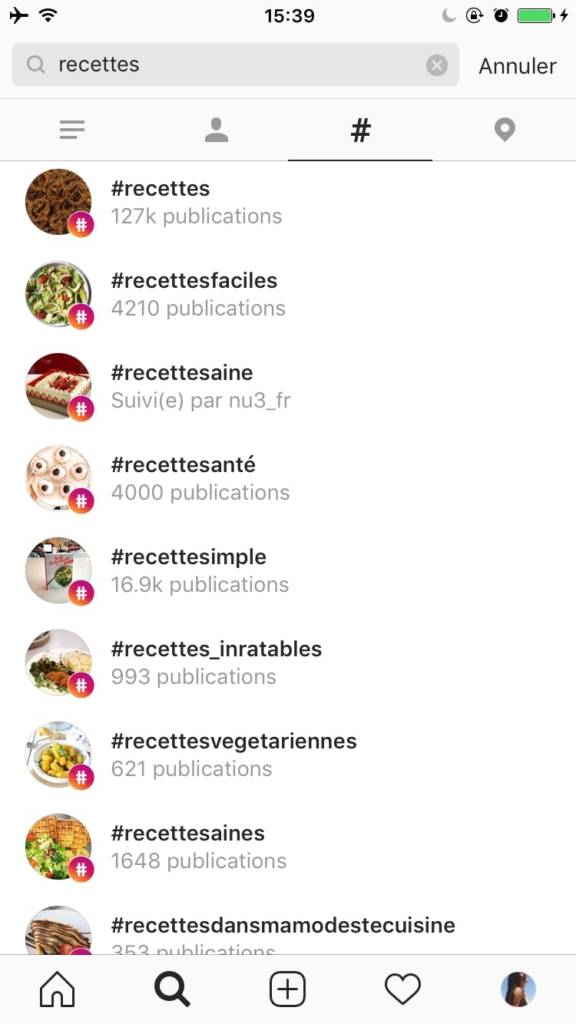 Capture d'écran Instagram