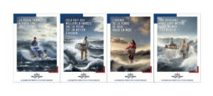Affiches de campagne, pêcheurs dans l'eau