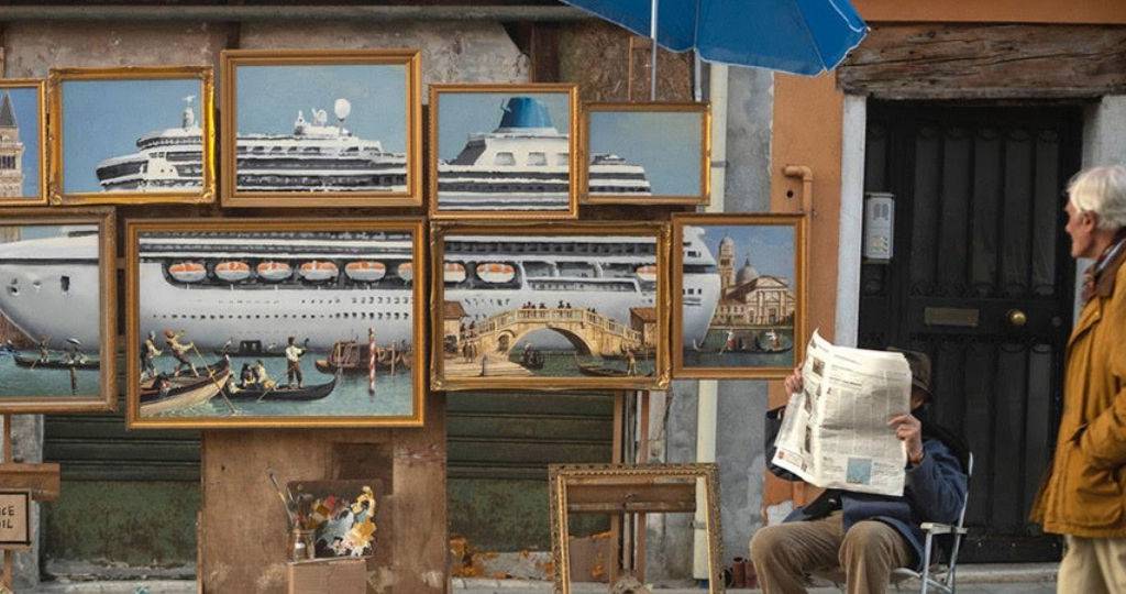 Oeuvre de l'artiste Banksy  - Venise dans l'huile - 
