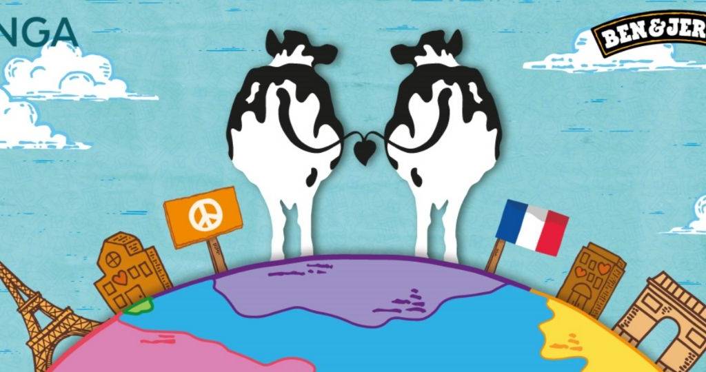 Deux vaches, de dos sur globe terrestre.