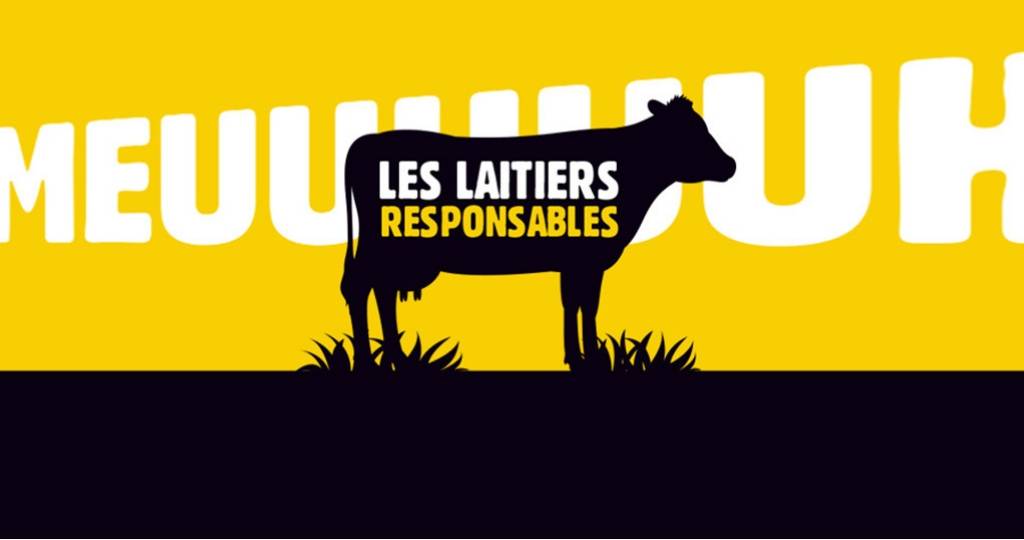 Case Study Candia Le dessin d'une vache noire sur un fond jaune