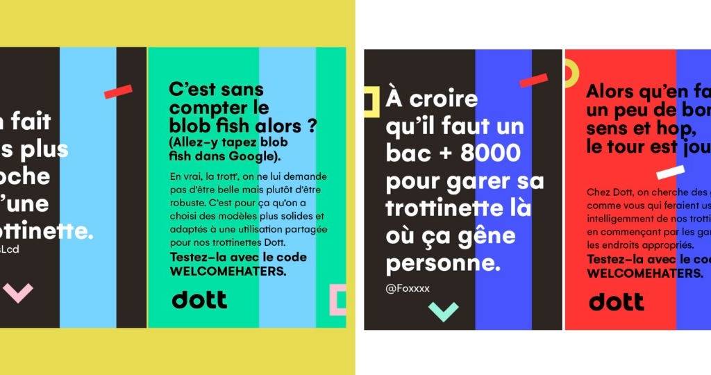 Illustration coloré des  - punnchlines -  à l'encontre des trottinettes