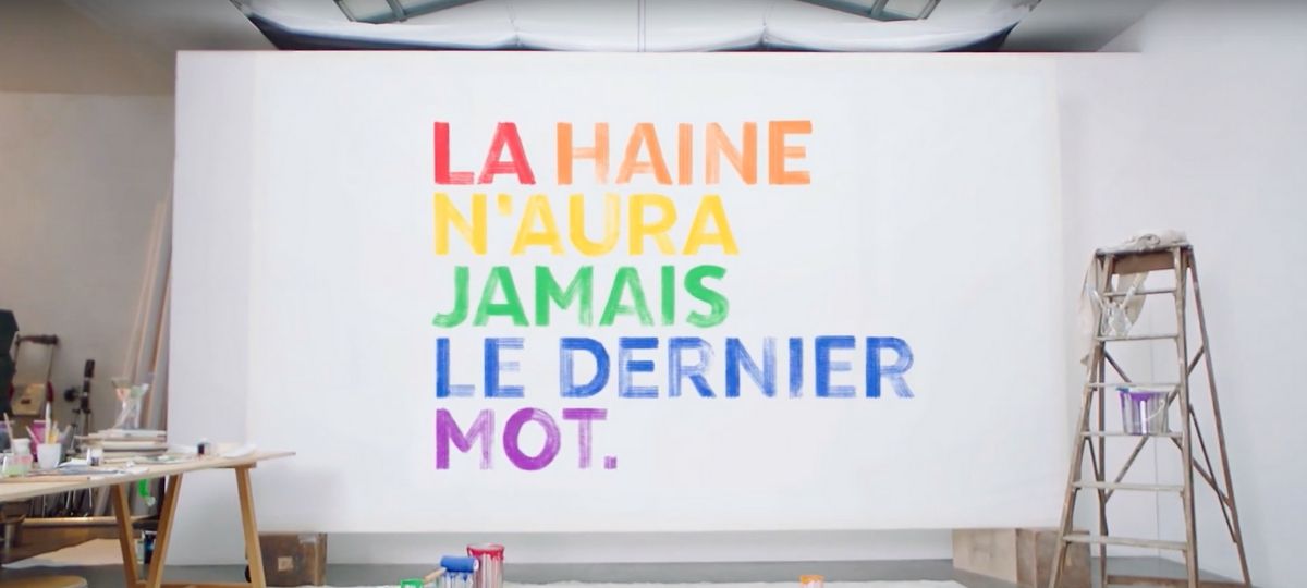 SOS Homophobie lance une campagne contre l'homophobie sur Twitter La phrase - La haine n'aura jamais le dernier mot - au couleur de l'arc-en-ciel