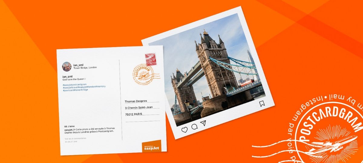 easyJet transforme vos photos Instagram en cartes postales Une publication Instagram se transforme en carte postale