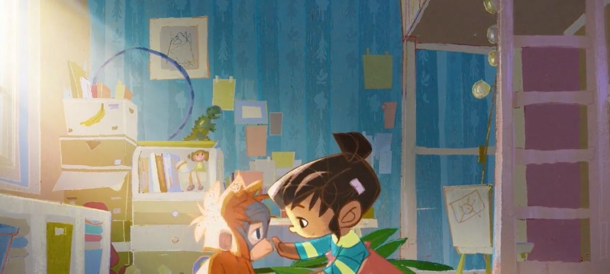 Les supermarché bio Ekoplage, recyclent la campagne censurée Rang-tan Un petite fille et un orang-outan se sourient dans une chambre