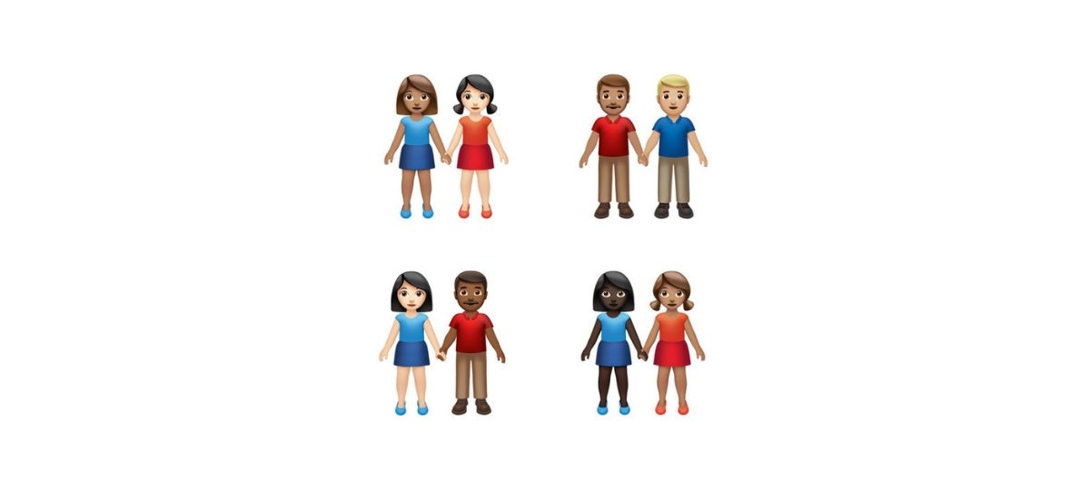Apple : des emojis plus inclusifs et plus accessibles pour IOS 13 Plusieurs représentations de couples diverses en emoji