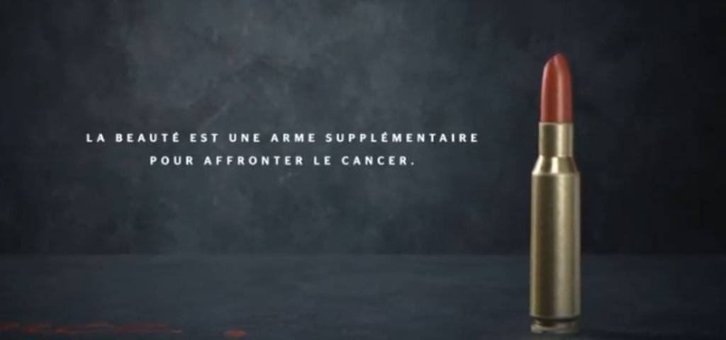 Capture d'acran avec le message : la beauté est une arme supplémentaire pour affronter le cancer
