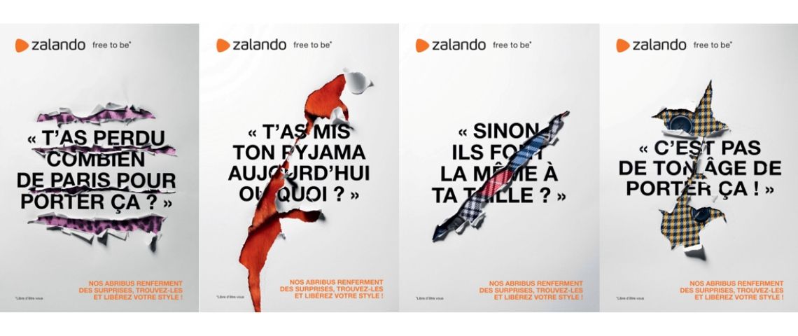 Zalando organise une opération « coup de poing » contre les diktats de la mode dans les rues de Paris affiches de la campagne de Zalando