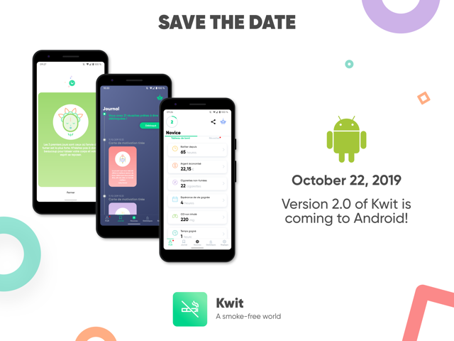 Capture d'écran de l'application Kwit de sevrage tabagique