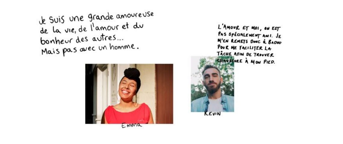 Badoo lance sa série de vidéos « badoo talks », portrait d’une nouvelle génération Visuel de la campagne Badoo, avec un homme et une femme qui décrivent ce qu'ils recherchent sur les sites de rencontres