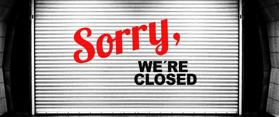 Camif-je me deconnecte pour la planete-black friday Rideau fermé d'une boutique avec le message : Sorry We're Closed