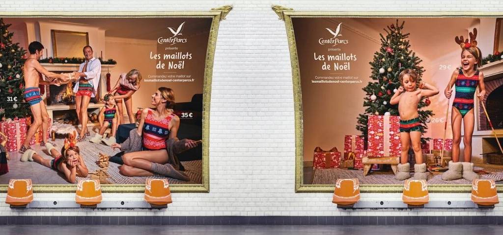 Visuel de la campagne de BBD Paris et Center Parcs : #NoëlEnMaillot