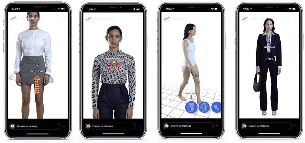 Capture d'écran de vêtements de la marque Coperni