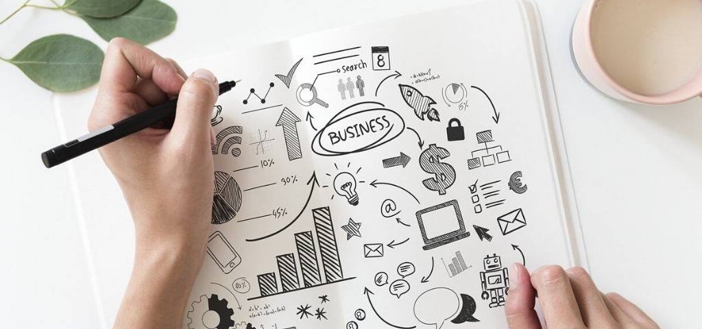 Shema d'un business plan au crayon à papier