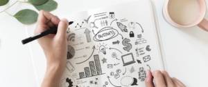 Shema d'un business plan au crayon à papier