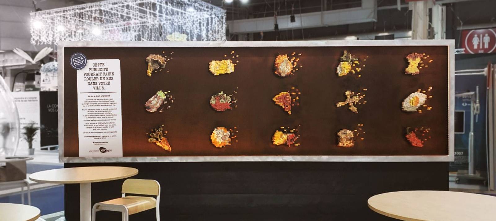 GRTgaz et DDB Paris dévoile une publicité organique au Salon des maires Visuel de la publicité composée de reste de repas