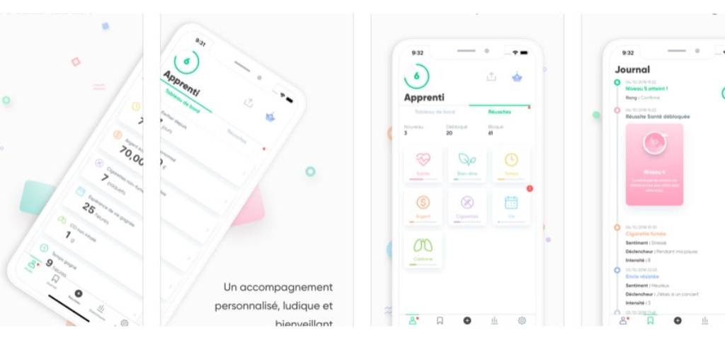 capture d'écran de l'appli pour l'arrêt du tabac Kwit