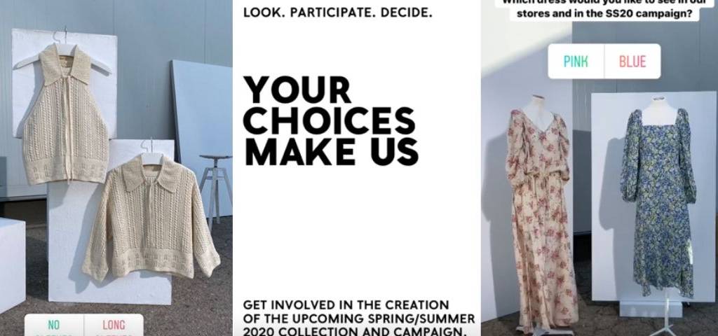 Capture d'écran de 2 robes et 2 pulls pour lesquels Mango consulte se followers